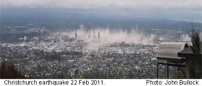 Christchurch earthquake dust cloud 22 February 2011